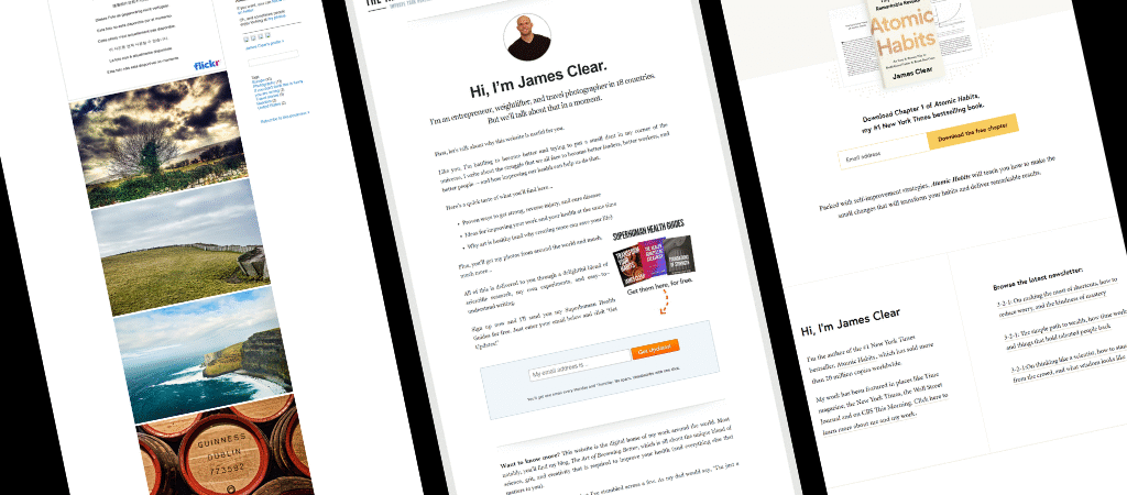 Evolución del sitio web jamesclear.com